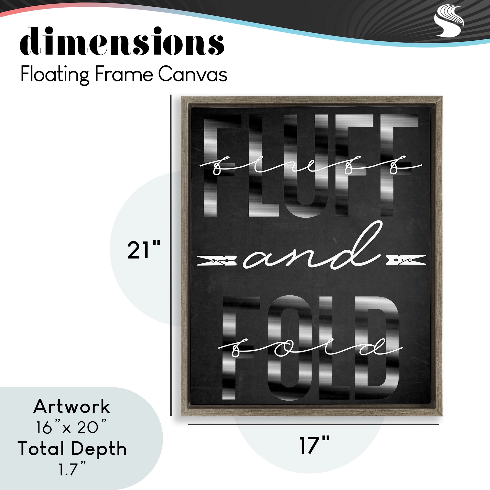 Fluff & Fold Black Minimal Brown Framed Floater Canvas Wall Art, design by Marcus Prime