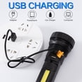 thumbnail image 3 of Linterna LED multifunción solar/recargable, con luz estroboscópica de emergencia y batería, fuente de alimentación de emergencia y cable de carga USB, carga rápida (1PC), 3 of 5