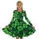 thumbnail image 3 of Vestido de manga larga con cuello redondo para niñas, vestido elástico de manga larga, corte A, estilo patinador con volantes, vestido de recital escolar, vestido de manga larga con cuello redondo par, 3 of 5