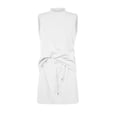 thumbnail image 5 of gljltg Dresses for Women Solid Color Cotton Linen Dresses Vintage Casual Loose Relaxing Travel Maxi Dress Short Sleeved Crew Neck Pleated Dress Skirt, 5 of 9
