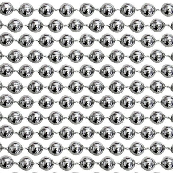 48" 18mm Round Metallic Silver Mardi Gras Beads