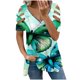 thumbnail image 1 of Elegante blusa estampada con cuello en V para mujer, camiseta suelta de manga corta con cremallera OAVQHLG3B Store  lin121212, 1 of 4