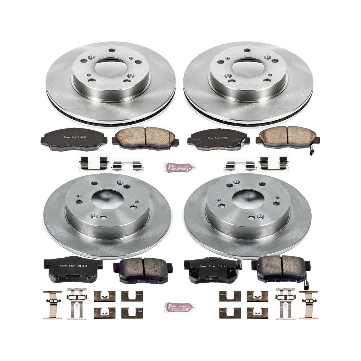 Power Stop Front and Rear Stock Replacement Brake Pad and Rotor Kit KOE2385