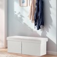 thumbnail image 2 of Banco otomano plegable con almacenamiento – Taburete otomano de terciopelo de peluche, asiento acolchado, pecho de almacenamiento, tienda de mantas, para entrada, sala de estar, 2 of 4