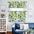 thumbnail image 2 of Summer Lemon Fruit Kitchen Curtains Valances and Tiers Set of 3 White Flowers Leaf Blue Stripes Tier Curtains and Valance with Rod Pocket for Small Windows, 27.5"x24", 2 of 9