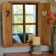 thumbnail image 6 of Stockbridge Shutter Mirror, Rustic Heart Cut-Outs, Fir Wood Frame and Doors, Metal Swing Latch, Cross Post Grille, Triangle Hangers, 22.25 Wide x 17.75 H Inches, 6 of 9