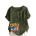 thumbnail image 2 of Xdegoge Flash of The Day Linen Shirts Women Short Sleeve Crew Neck Tops Floral Summer Fashion Tunic Shirts Loose Fit Casual Blouses Y2K Plus Size Tee Shirts Ropa Mujer Purchase History, 2 of 4