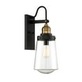 thumbnail image 4 of Macauley 1-Light Outdoor Wall Lantern in Vintage Black with Warm Brass, 4 of 5