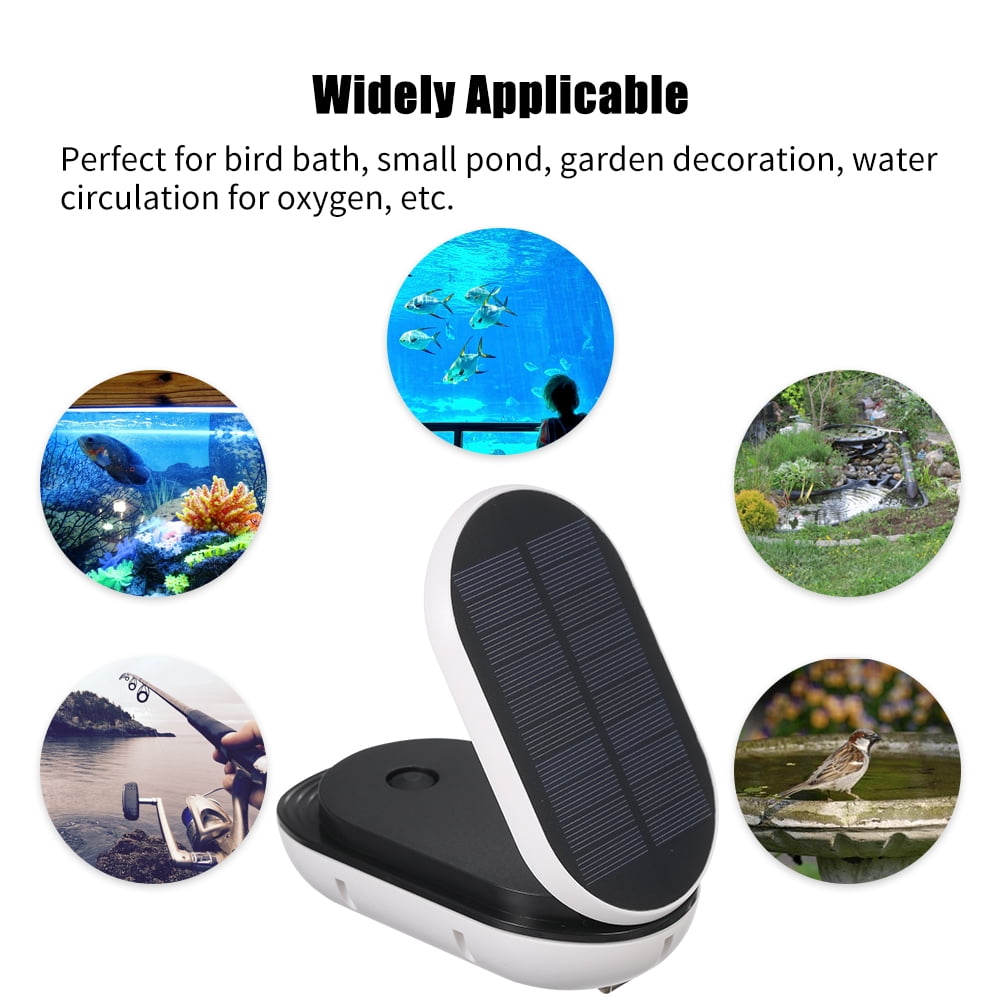 M Buder Solar Power Oxygen Pump Fish Tank Oxygenator, Aquarium Dual Outlet Air Pump Pond Aerator with Battery Backup, Quiet Operation, Includes Air Stones
