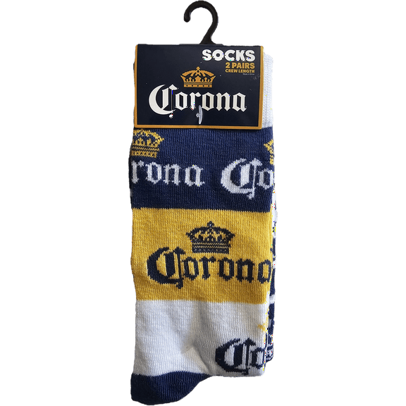 Corona Crew Socks Novelty, Shoe Size 8-12, 2 Pair Bundle