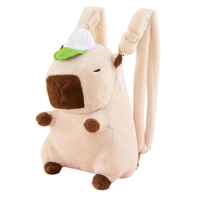 Abbracc Capybara Backpack Adorable Fashion Backpack for Party Daily Use Travel Beige Baseball Cap