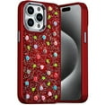 thumbnail image 5 of For Samsung Galaxy S25 /S24 Floral Design Embedded Glass Diamond Fancy Fashion Glitter Bling Sparkly Hybrid Rugged TPU Bumper Cover, XPM Phone Case [Red], 5 of 9