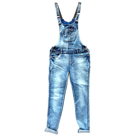 Jack David Plus Size Women's Stretch Premium Blue Overalls Jeans Stretchy