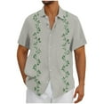 thumbnail image 3 of cllios Big and Tall Hawaiian Shirts Mens Cotton Linen Short Sleeve Button Up Shirt Summer Cuban Hippie Tshirts Holiday Party Tops, 3 of 6