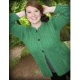 thumbnail image 4 of Aran 100% Irish Merino Wool Buttoned Cardigan Sweater for Women|Chunky Cable Knitted Crew Neck Short Green Cardigan, 4 of 7