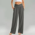 thumbnail image 1 of MKLEKYY Pantalones deportivos para mujer Pantalones de yoga holgados informales con bolsillos y cintura sólida para mujer, 1 of 3