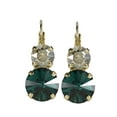 thumbnail image 4 of Swarovski Lever back Earrings 12mm Rivoli Emerald and 8mm Golden Shadow Nickel Free, 4 of 4