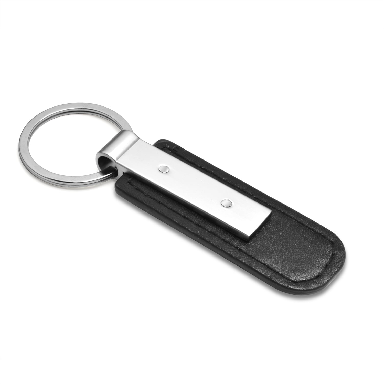 Dodge Challenger Black PU Leather Strap Silver Metal Bar LED Printed Logo Key Chain