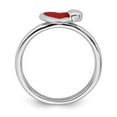 thumbnail image 2 of 925 Sterling Silver Stackable Expressions Polished Red Enameled Heart Ring Size: 5; for Adults and Teens; for Women and Men, 2 of 5
