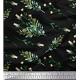 thumbnail image 1 of Soimoi Black Rayon Crepe Fabric Leaves & Tulip Floral Print Sewing Fabric Yard 46 Inch Wide, 1 of 3