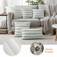 thumbnail image 5 of Sage Green Stripe Outdoor Pillow Covers 18x18 Set of 2,Waterproof Patio Throw Pillowcase Protectors,Modern Simple Geometric White Striped Decorative Pillow Shams Cushion Covers for Seat Bed Couch, 5 of 8