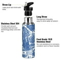 thumbnail image 3 of Yayeee 33oz Insulated Water Bottle Double Wall Stainless Steel with Flip Straw Lid, Blue Garden Pattern, 3 of 7