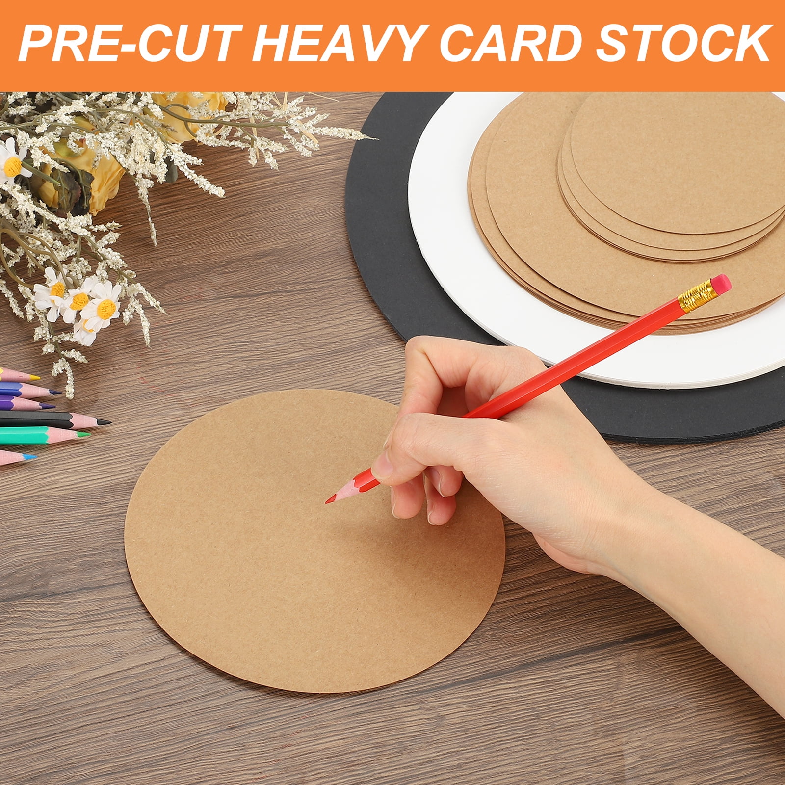 24 Pcs Circle Card Stock, 11.8 Inch Cardstock Paper Circles for Craft, Black