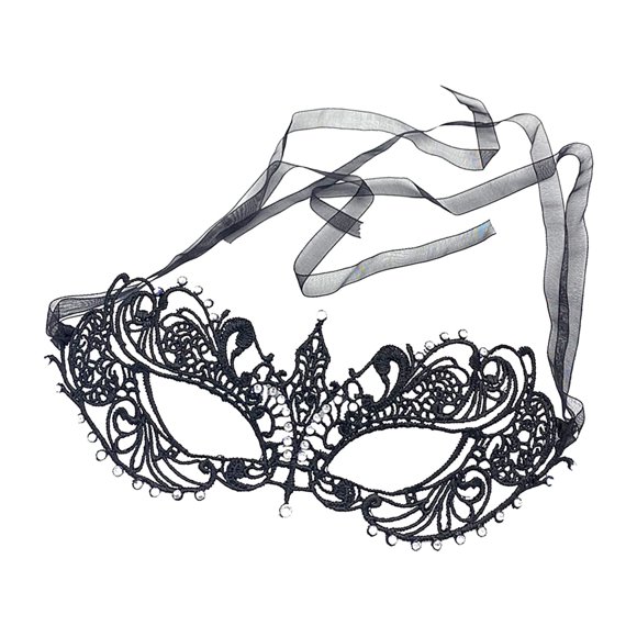 Máscara de encaje para mujer, máscara de media cara, elegante, suave y delicada, máscara de mascarada de encaje. Correa de hilo negro