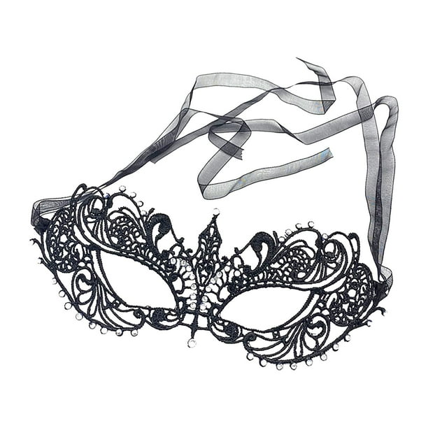Máscara de encaje para mujer, máscara de media cara, elegante, suave y delicada, máscara de mascarada de encaje. Correa de hilo negro