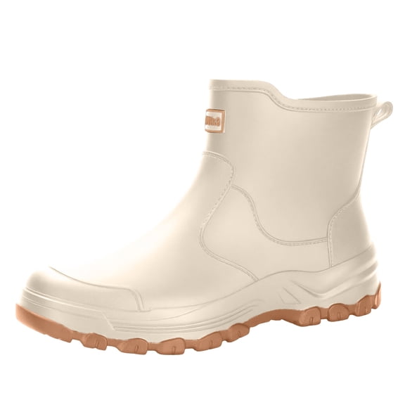 Gpaecead Men Fishing Rain Boots Pvc Durable Waterproof Short Rubber Shoes For Outdoor Wet Weather Casual Wear, Khaki