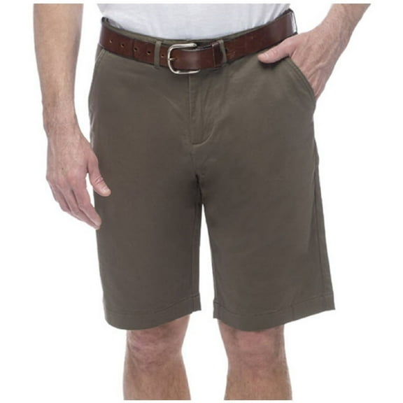 Jachs Mens Solid Sateen Flat Front Shorts, Olive, 44