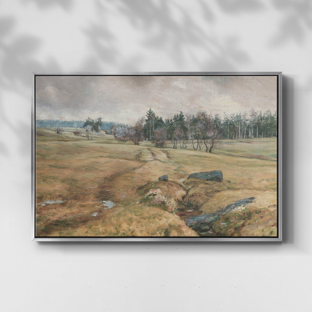 Vintage Landscape-CCCLXIV By Wexford Home Framed in Silver Wood Gallery Wrapped Canvas 27 in. x 41 in.