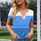 thumbnail image 2 of TaTaai Ladies Spring Summer Fashion V-Neck Tee Cotton Blend Relaxed Fit Short Sleeve Snap Button Detail Scattered Print Casual Daily Streetwear Breathable Women Top Gift, 2 of 6