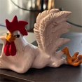 thumbnail image 2 of Estatua decorativa de gallo de pollo, resina pequeña Escultura de figura de gallos, mini divertido acostado de lado guiñando un ojo C, 2 of 5