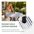 thumbnail image 4 of Round Outdoor Tablecloth with Umbrella Hole and Zipper, Ombre Navy Blue Grey Striped Tablecloth with Elastic Waterproof, Farmhouse Modern Stripes Patio Table Covers for 31" - 35" Picnic Pool Tables, 4 of 9