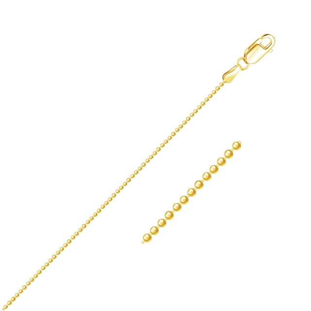 14k Yellow Gold Diamond-Cut Bead Chain 1.2mm 18 in