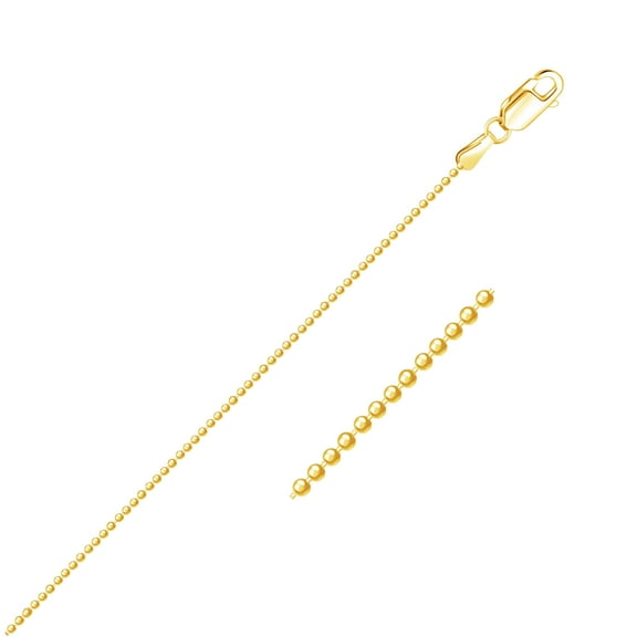 14k Yellow Gold Diamond-Cut Bead Chain 1.2mm 20 in