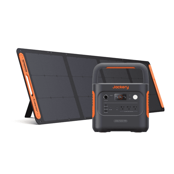 Restored Jackery Explorer 2000 v2 Solar Generator- 200W Solar Panel - 2035Wh LiFePO4 Home Backup Battery - 2200W AC Output - USB-C PD 100W - Fast Charging (Refurshbished)