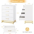 thumbnail image 2 of Commode pour Chambre avec 4 Tiroirs, Commode Moderne, avec Tiroirs Larges et Poignées en Métal, Commode en Bois, Blanc, 2 of 7