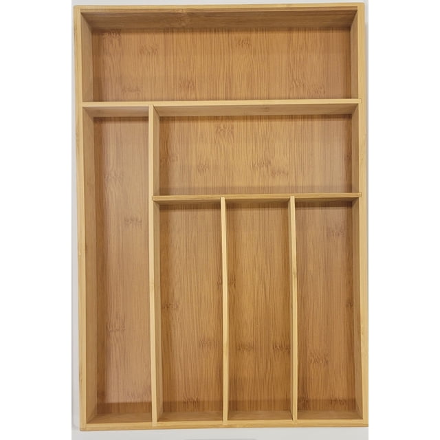 Solutions Bamboo silverware organizer , Drawer Organizer , kitchen drawer organizer -6 Compartments