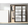 thumbnail image 3 of Sliding Closet Bypass Doors with Frosted Glass | Quadro 4002 Chocolate Ash| Sturdy Rails Moldings Trims Hardware Set | Wood Solid Bedroom Wardrobe Doors -60" x 96" (2* 30x96), 3 of 6