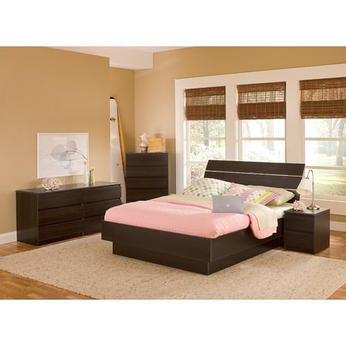 Laguna Full Platform Bed With Headboard Lacquered Espresso Walmart Com Walmart Com