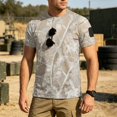 thumbnail image 2 of Men's Athletic Workout T-Shirts Moisture Wicking Cooling Running Shirts Camo Short Sleeve Performance Tee with Glasses Hanging, 2 of 7