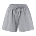 thumbnail image 4 of Sngxgn Beach Shorts For Women High Waist Drawstring Casual Pure Color Shorts Summer Holiday Short Pants with Pockets(Grey,XL), 4 of 5