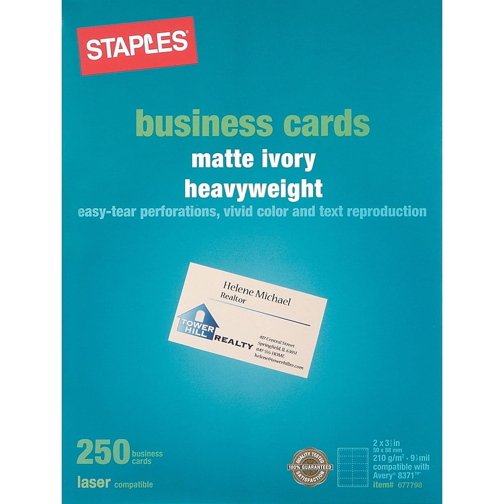 staples laser business cards ivory 250pk 677798 walmart