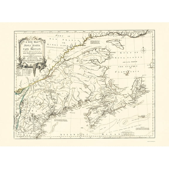 Historic Map - Cape Breton Nova Scotia - Jeffreys 1755 - Vintage Wall Art