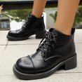thumbnail image 6 of Shrysg Women's Casual Ankle Boots Chunky Heel Lace-Up Round Toe Stylish Dressy Short Booties for Fall Winter Black, 6 of 9