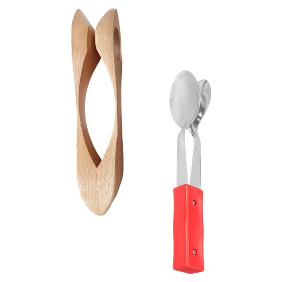 LOLIPPYY 2-Piece Hand Percussion Musical Spoons Set Wooden and Metal Assorted for Musicians, Parties, and Music Enthusiasts