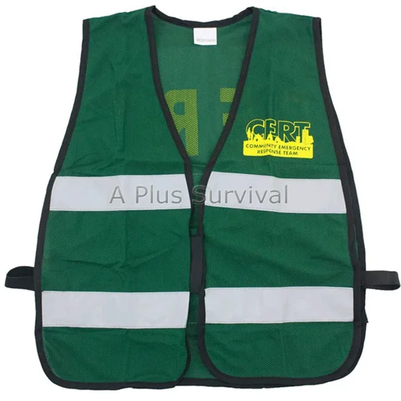 Fyna -C.E.R.T. Green Mesh Vest With Reflective Strip Cert
