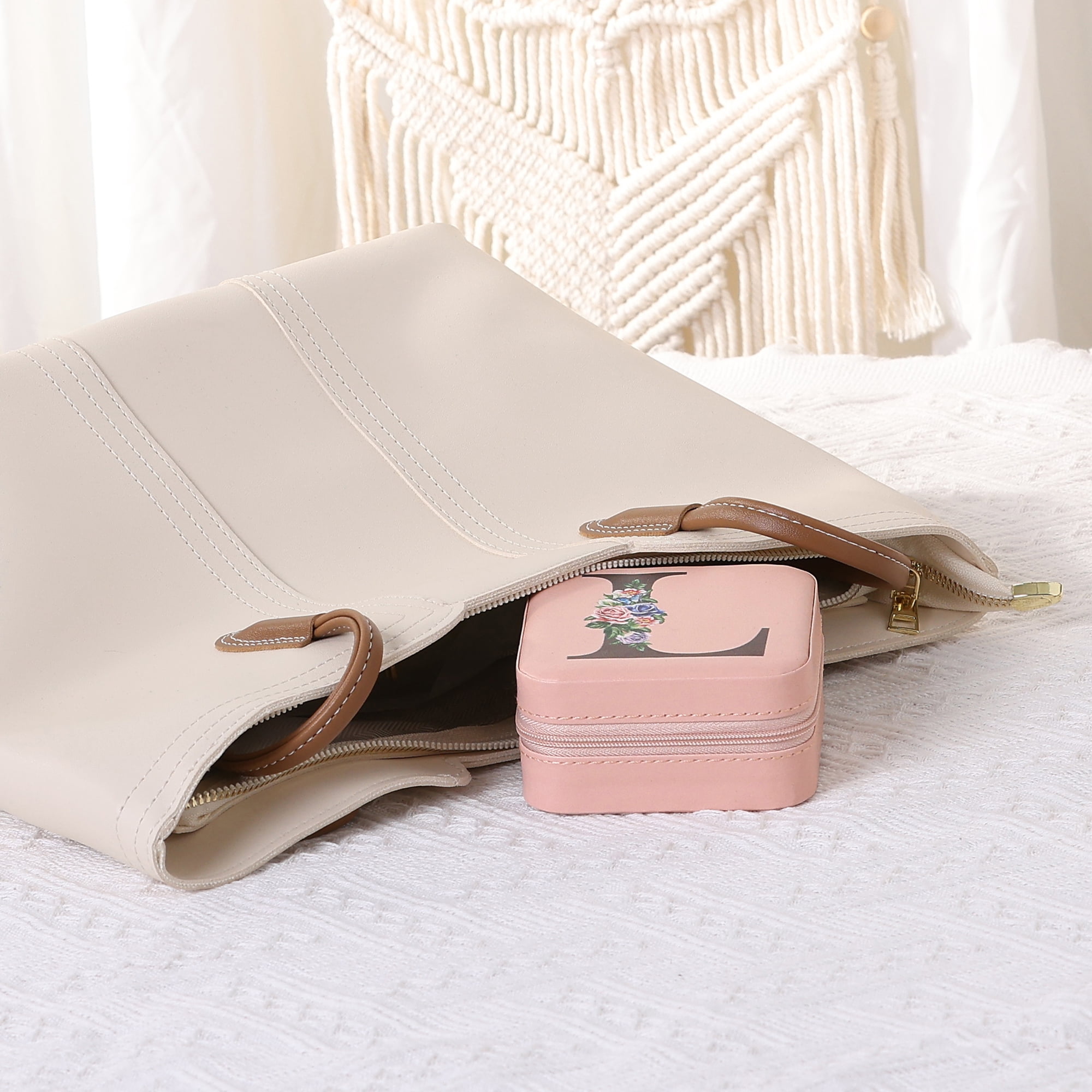 Unique Bargains Jewelry Box Small PU Leather Jewelry Organizer Case Storage Display Holder Pattern L